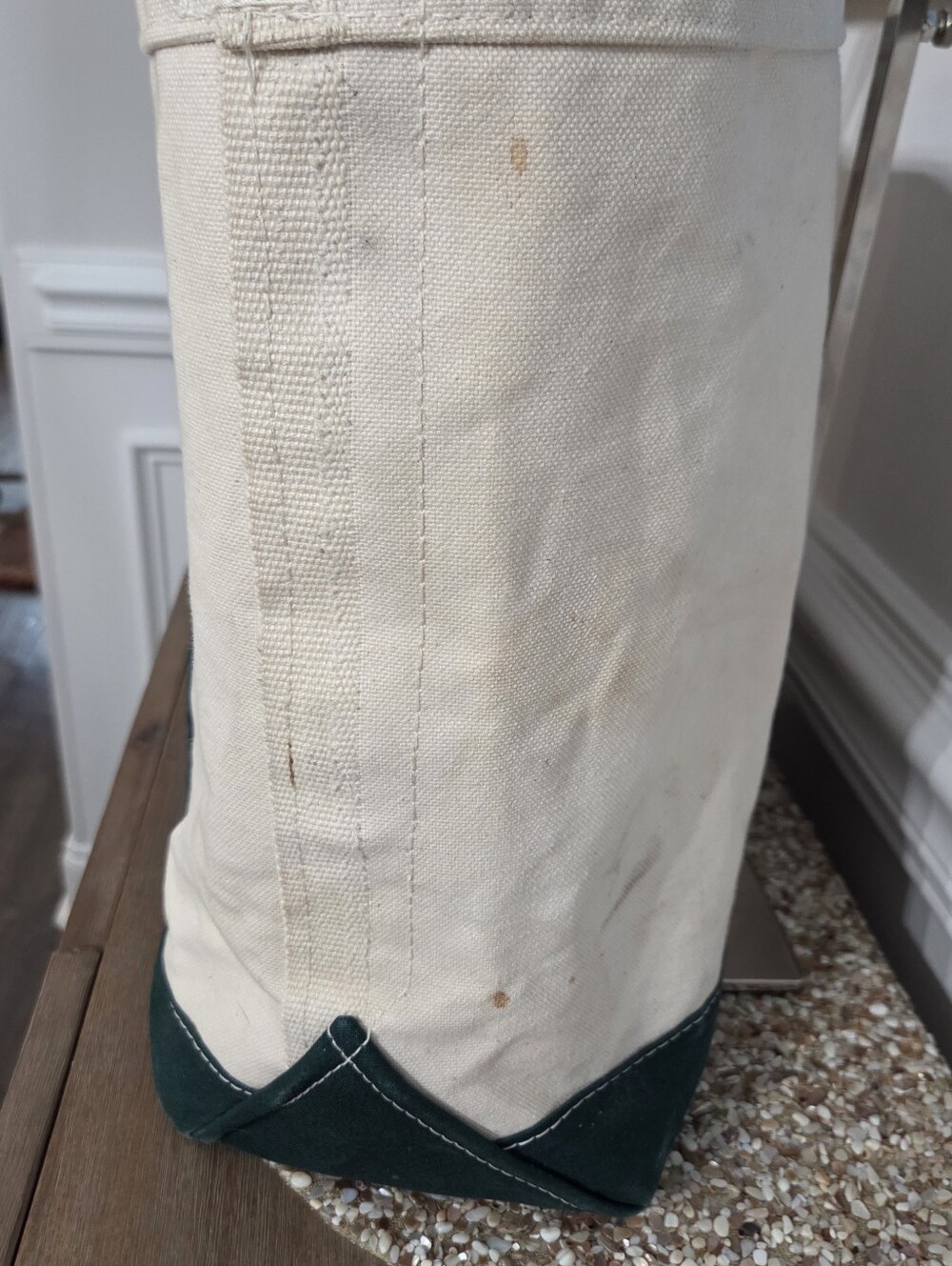 Vintage LL Bean Cream &GreenBoat And Tote Bag X Large Approx 18”L X 14”H X 7W - Picture 10 of 16
